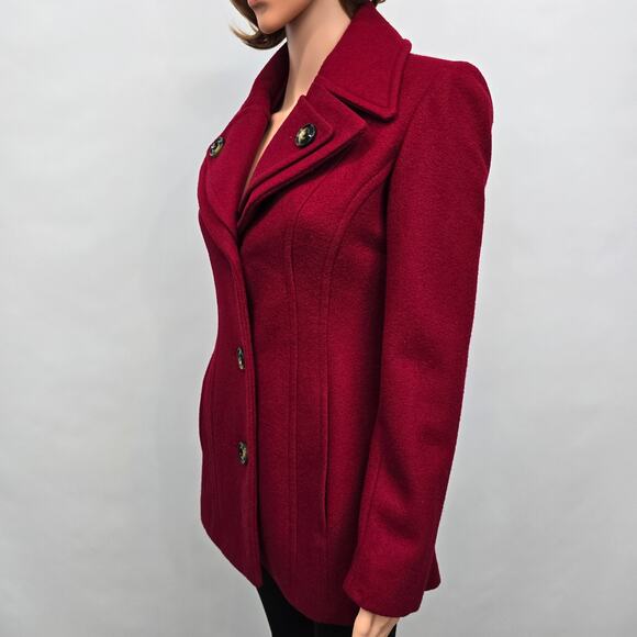London Fog Peacoat Wool Blend Single-Breasted Women XXS 2XS Red Lined - Picture 6 of 12